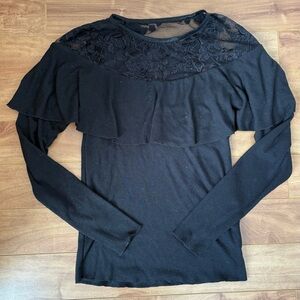 Tristan Black Long Sleeve Lace Top